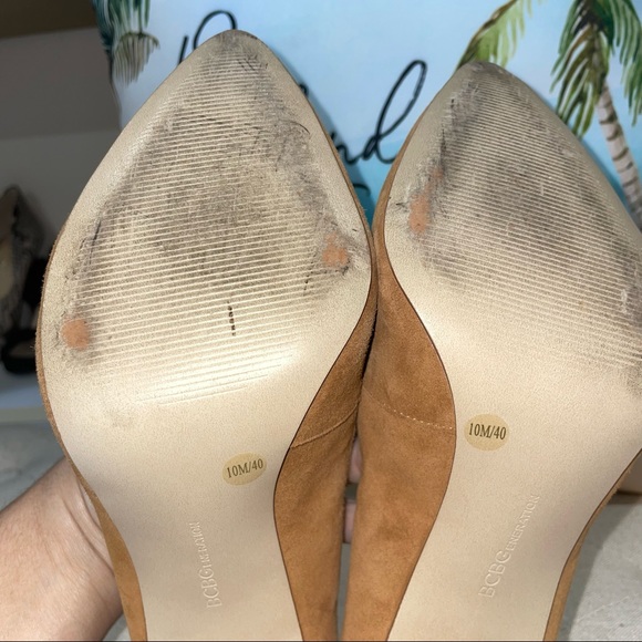 Bcbgeneration Clarice Suede Camel Tan Block Heel Size 10M Excellent Condition - Picture 11 of 11